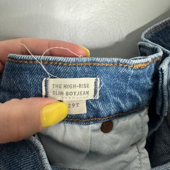 Madewell Women’s Medium Wash the High‎ Rise Slim Boy Jean Straight Size 29T - Picture 6 of 7